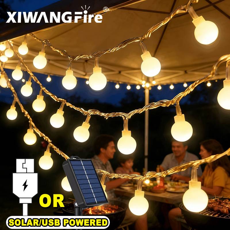 Outdoor Lighting Waterproof - ไฟประดับโซลาร์เซลล์/USB/แบตเตอรี่ 3-10 เมตร, ไฟ LED ลูกบอลทรงกลม,