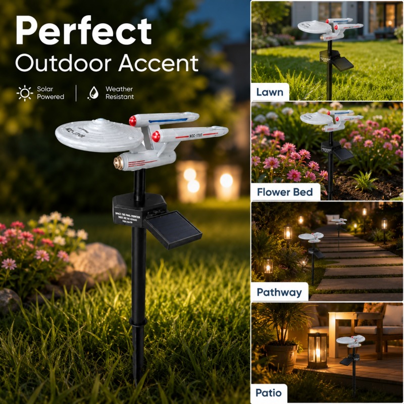 Outdoor Lighting Led Fixtures - ไฟประดับสวนรูปยานอวกาศ Star Trek USS Enterprise แบบเสียบลงดิน