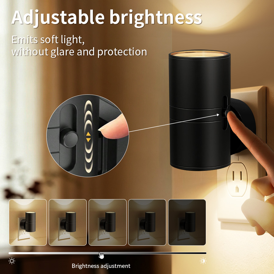 Dusk To Dawn Bulb - โคมไฟติดผนังแบบเสียบปลั๊ก LED พร้อมเซ็นเซอร์เปิด-ปิดอัตโนมัติตามแสงแดด ให้แสงสว่างขึ้น-ลง เหมาะสำหรับห้องนอน ทางเดิน