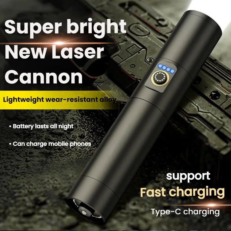 Outdoor Lighting Types - ไฟฉาย LED แสงสว่างแรง ชาร์จแบบ Type-C ซูมแบบยืดหดได้