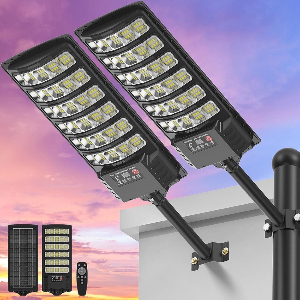 Dusk To Dawn Bulb - ไฟถนนพลังงานแสงอาทิตย์แบบติดตั้งบนเสา, ไฟ LED กลางแจ้ง 300000LM ปิด-เปิดอัตโนมัติ