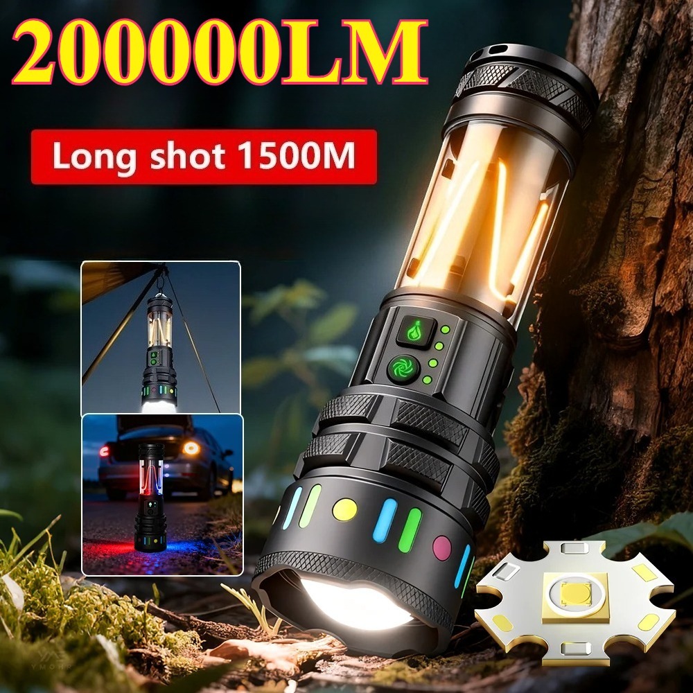 Outdoor Lighting Types - ไฟฉาย LED สว่างพิเศษทรงพลัง ชาร์จเร็วแบบ Type-C ไฟฉายพกพาสำหรับใช้งานกลางแจ้งและไฟฉุกเฉินในชีวิตประจำวัน