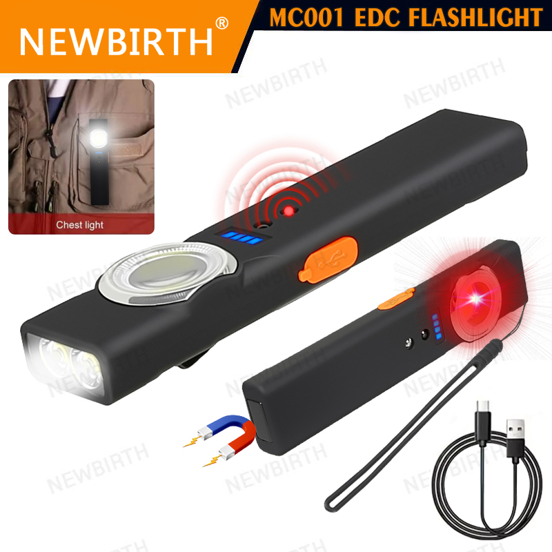 Outdoor Lighting Sensor - ไฟฉาย LED เซ็นเซอร์แบบพกพาพร้อมแม่เหล็ก ไฟทำงานแบบชาร์จไฟได้แบบ Type-C พร้อมคลิป