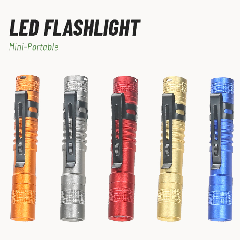 Outdoor Lighting Types - ไฟฉาย LED ขนาดเล็กแบบพกพาพร้อมคลิปหนีบปากกา ไฟฉายพกพาขนาดเล็กพิเศษ ใช้แบตเตอรี่ AAA
