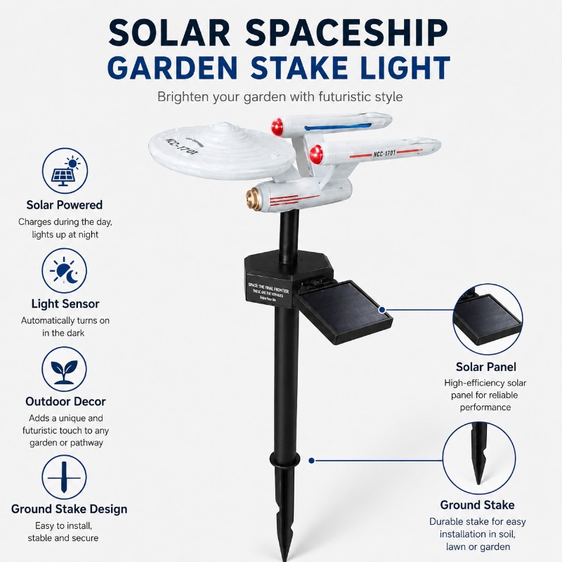 Outdoor Lighting Led Fixtures - ไฟประดับสวนรูปยานอวกาศ Star Trek USS Enterprise แบบเสียบลงดิน