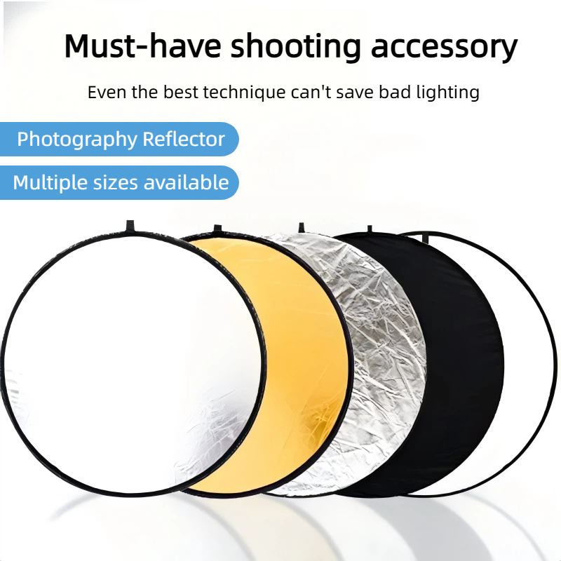 Outdoor Lighting Kit Photography - แผ่นสะท้อนแสงแบบพกพา 2-in-1 สองด้าน สีทอง-เงิน สำหรับถ่ายภาพบุคคล ไลฟ์สด