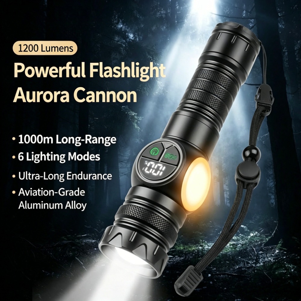Outdoor Lighting Types - ไฟฉาย LED แสงสีขาว ชาร์จแบบ Type-C ซูมได้