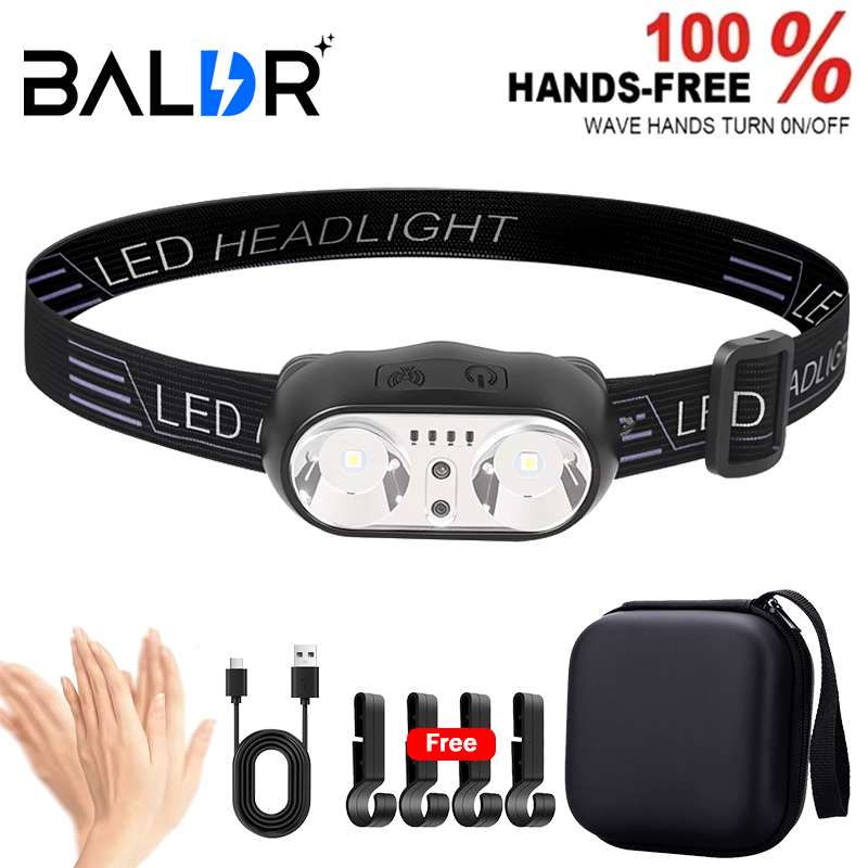 Outdoor Lighting Sensor - ไฟฉายคาดศีรษะแบบมินิ LED แสงแรง สำหรับตกปลาตอนกลางคืน ไฟฉายคาดหัวทรงพลัง กันน้ำ