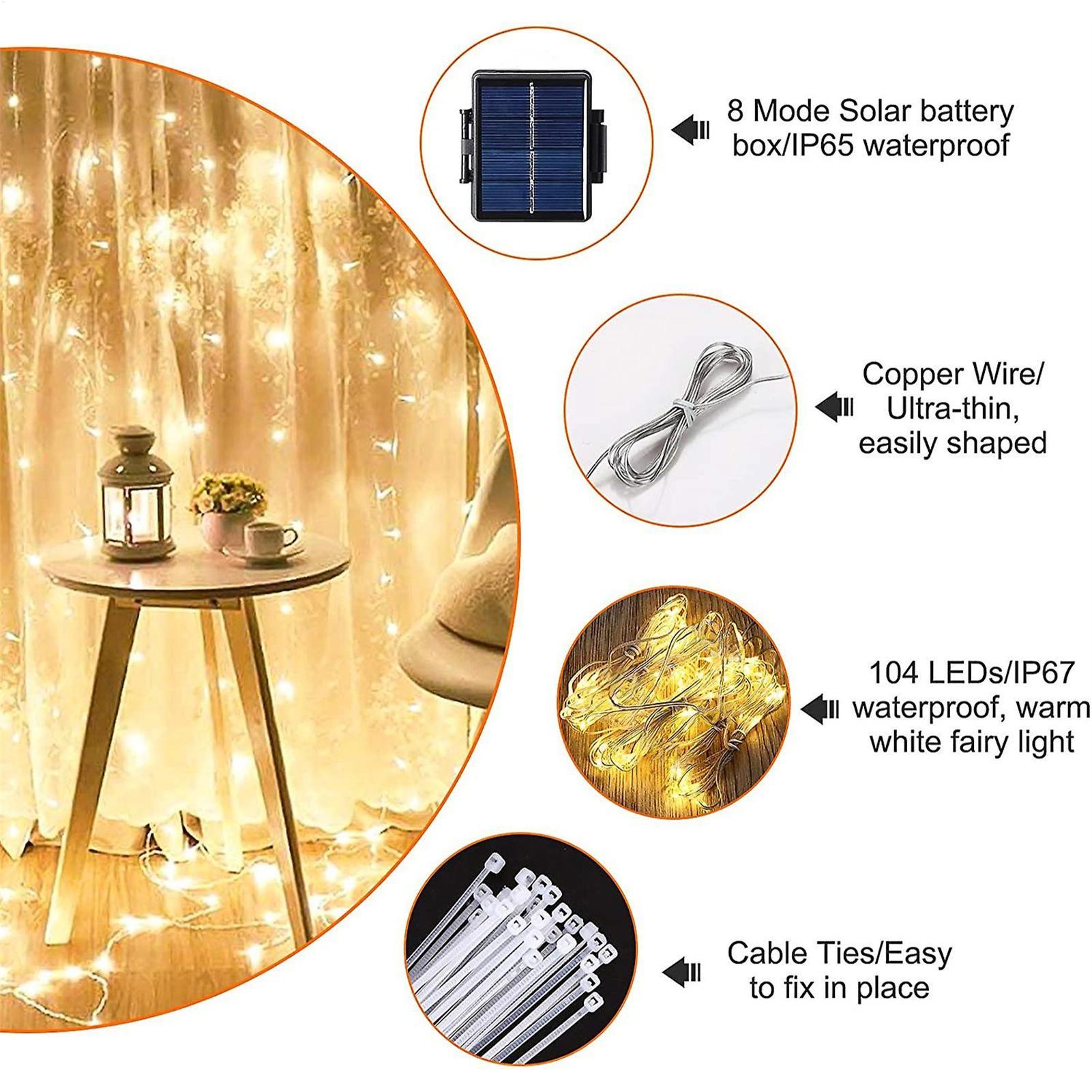 Outdoor Lighting Led Fixtures - ไฟประดับร่มโซลาร์เซลล์ 104 LED ไฟประดับร่มกันแดดกลางแจ้ง กันน้ำ ไฟโซลาร์เซลล์สำหรับสวน