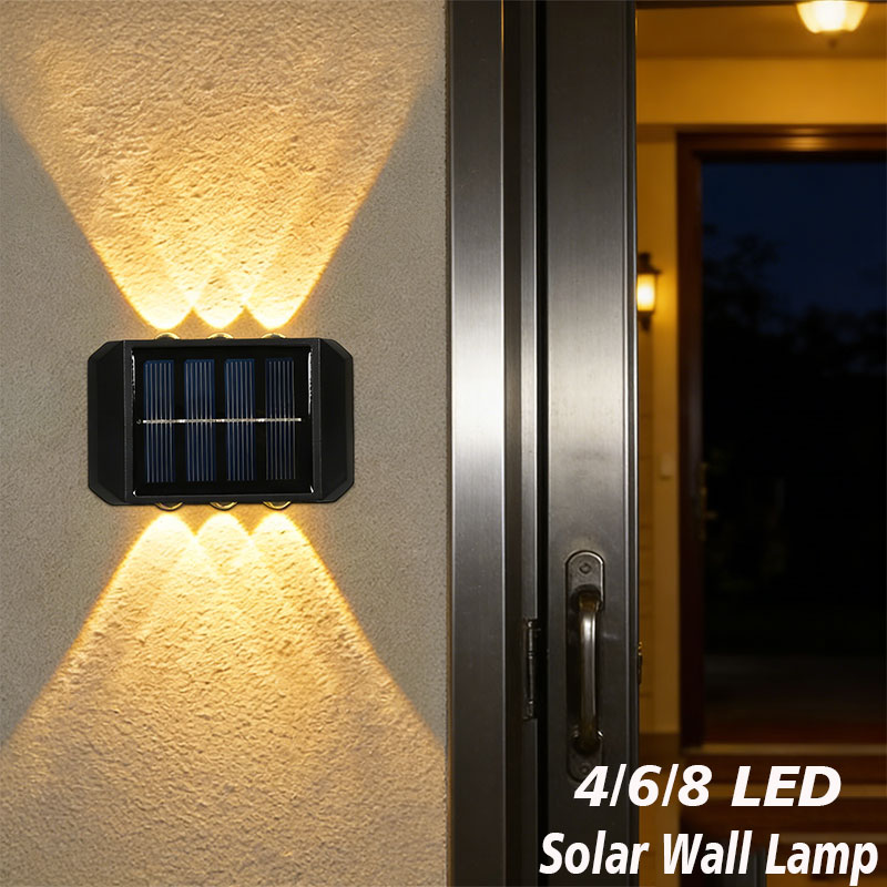 Outdoor Lighting With Outlet - 4/6/8 LED ไฟพลังงานแสงอาทิตย์กลางแจ้ง โคมไฟพลังงานแสงอาทิตย์ โคมไฟกันน้ำ ไฟถนน