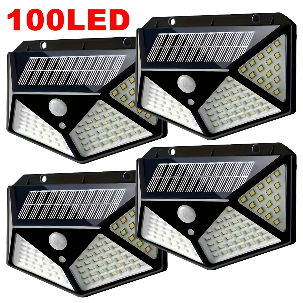 Outdoor Lighting Waterproof - ไฟสวนโซลาร์เซลล์ 100LED สำหรับภายนอกอาคาร พร้อมเซ็นเซอร์ตรวจจับความเคลื่อนไหว กันน้ำ ใช้ติดผนัง
