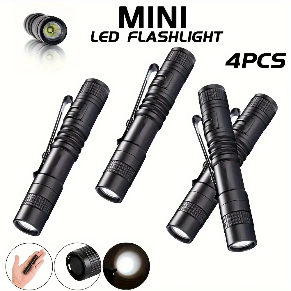 Outdoor Lighting Beacon - 1-4PCS มินิแบบพกพาไฟ LED ปากกาพ็อกเก็ตอัลตร้าไบรท์ ฮายลูเมนไฟฉายมือถือไฟฉายสำหรับตั้งแคมป์กลางแจ้งฉุกเฉิน