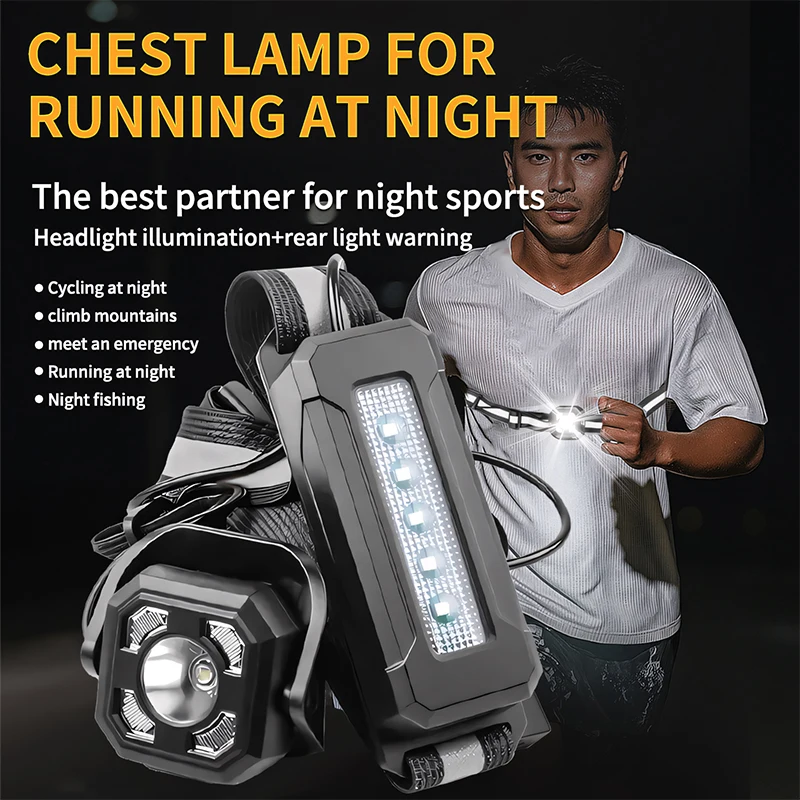 Outdoor Lighting Usb - ไฟ LED กลางคืนสำหรับวิ่งกีฬากลางแจ้งขี่จักรยานขี่โคมไฟหน้าอกแบบสวมใส่ได้โคมไฟแบบชาร์จไฟได้ USB ในตัวแบตเตอรี่ 18650