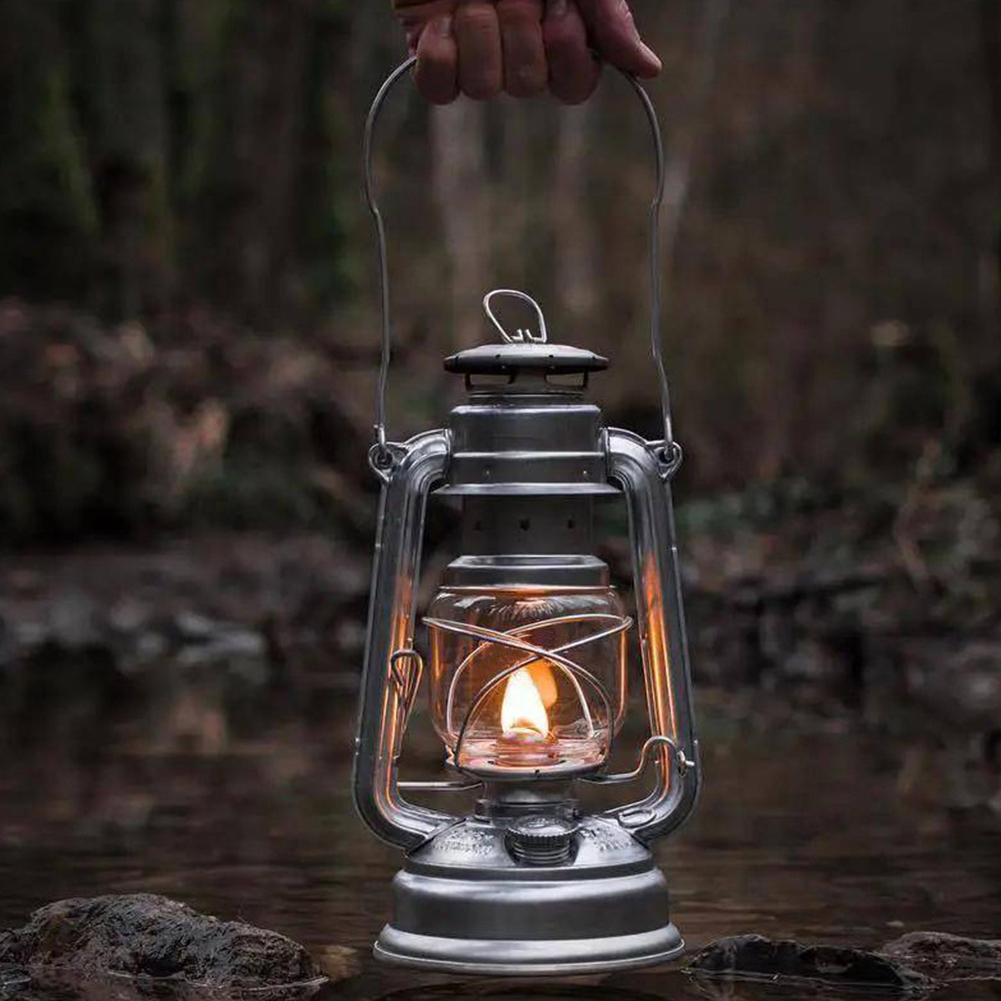 Outdoor Lighting Vintage - โคมไฟน้ำมันก๊าดสำหรับตั้งแคมป์แบบพกพา, โคมไฟสร้างบรรยากาศกลางแจ้งโคมไฟเต็นท์พร้อมที่จับโคมไฟน้ำมันเผาไหม้แบบวินเทจ