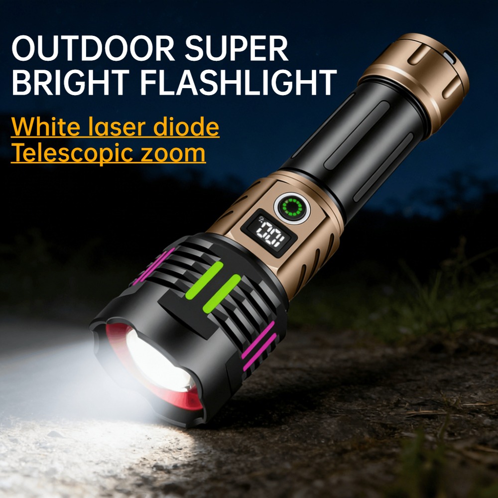 Outdoor Lighting Types - ไฟฉาย LED สีขาวสว่างเป็นพิเศษ ชาร์จแบบ Type-C ซูมแบบยืดหดได้