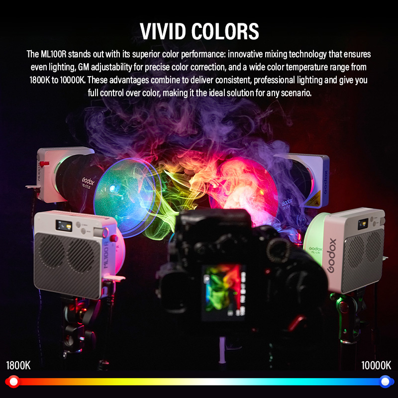 Godox ใหม่ ML100R แบบพกพา RGB  - Outdoor Lighting Kit Photography บทวิจารณ์และราคา