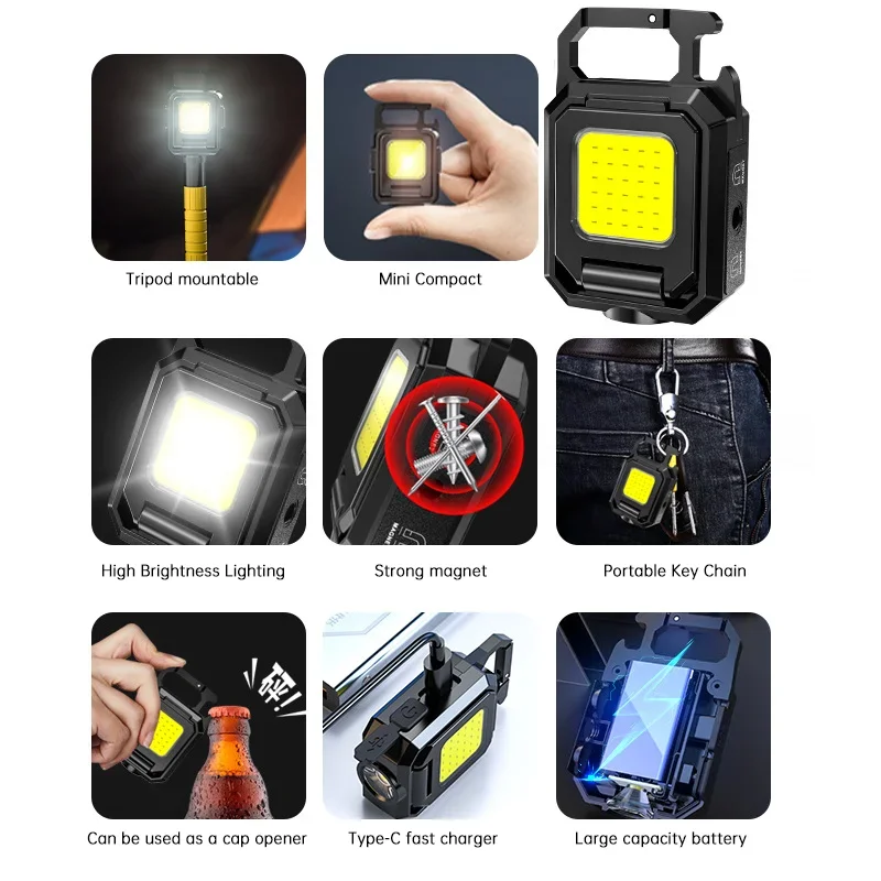 ไฟฉายขนาดเล็กพวงกุญแจไฟ COB ไฟ - Outdoor Lighting Usb บทวิจารณ์และราคา