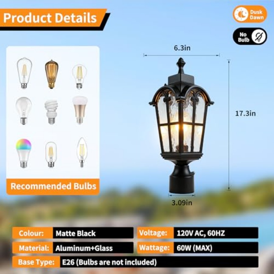 ไฟเสาภายนอกแบบเซ็นเซอร์ โคมไฟเ - Outdoor Lighting Waterproof บทวิจารณ์และราคา