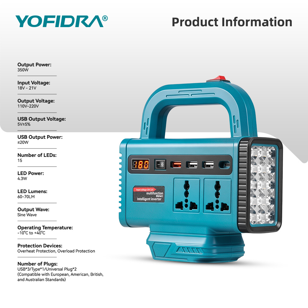 อินเวอร์เตอร์พกพา YOFIDRA 220V - Outdoor Lighting With Outlet บทวิจารณ์และราคา
