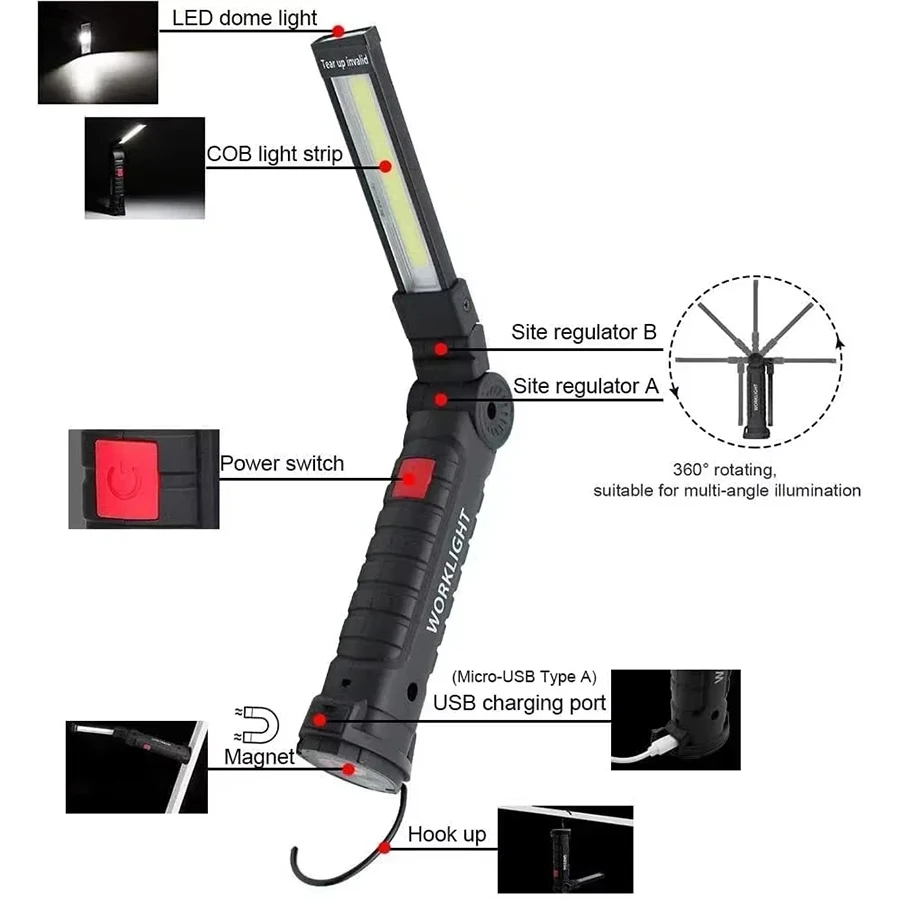 ไฟฉาย LED COB แบบพกพาใหม่ ชาร์ - Outdoor Lighting Usb บทวิจารณ์และราคา